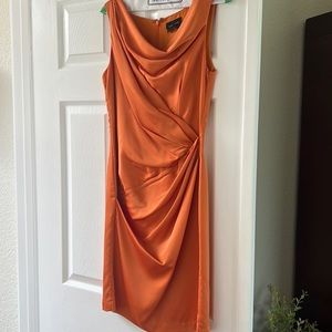 Worn once beautiful rust/orange ruched cocktail dress